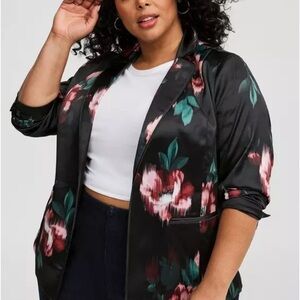 Floral Blazer with Pink and Green Accents